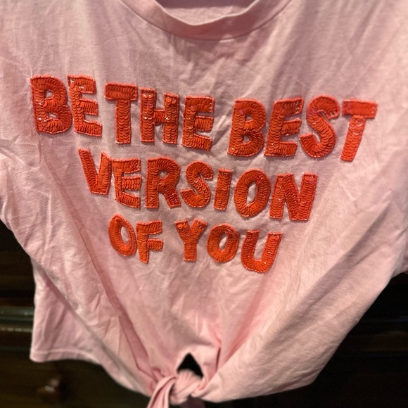 Alice & Olivia - Lera Embellished Tie Front Tee in Electric Pink/Bright Poppy - Picture 9 of 10